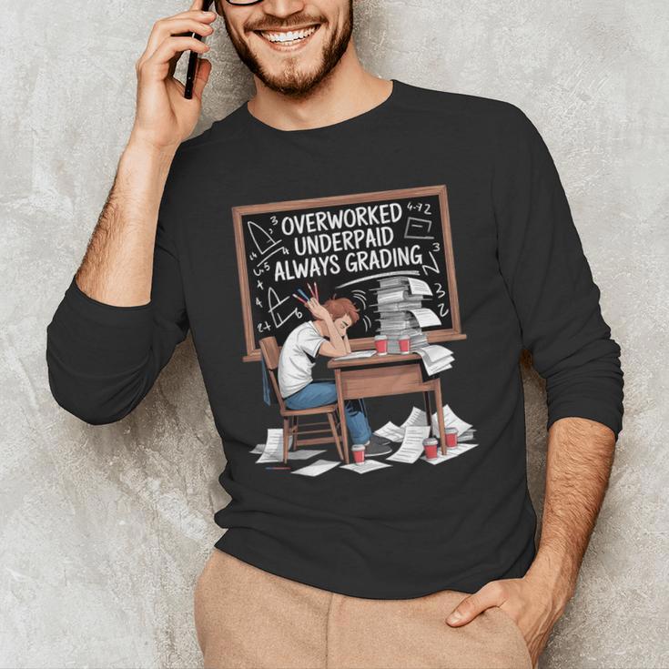 Overworked Underpaid Always Grading Teacher Men's Long Sleeve T-Shirt, novelty gifts, funny gifts Overworked Underpaid Always Grading Teacher Men's Long Sleeve T-Shirt, novelty gifts, funny gifts