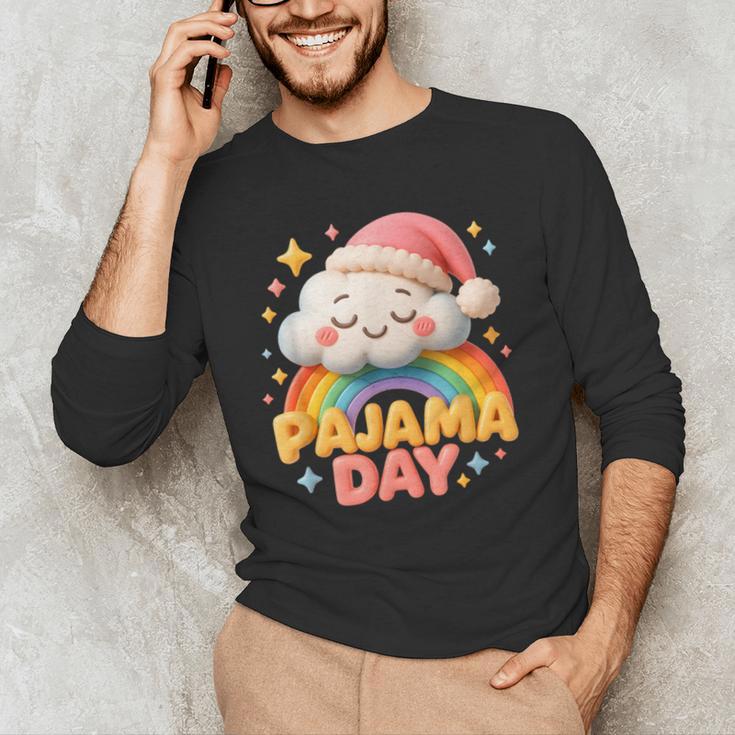 Pajama Day School Spirit Week Sleepy Cloud Teacher Student Men's Long Sleeve T-Shirt, novelty gifts, funny gifts