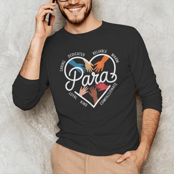 Para Heart Paraprofessional Teacher Paraeducator Men's Long Sleeve T-Shirt, novelty gifts, funny gifts Para Heart Paraprofessional Teacher Paraeducator Men's Long Sleeve T-Shirt, novelty gifts, funny gifts