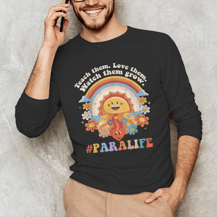Paraprofessional Para Life Sun Flower Teacher Back To School Men's Long Sleeve T-Shirt, novelty gifts, funny gifts