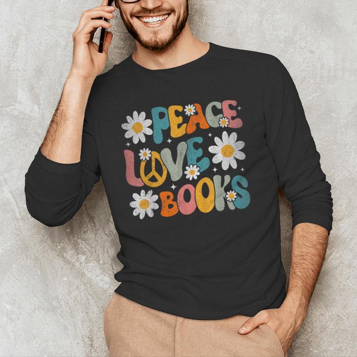 Peace Love Books Bookworm Librarian Reading Teacher Groovy Men's Long Sleeve T-Shirt, novelty gifts, funny gifts Peace Love Books Bookworm Librarian Reading Teacher Groovy Men's Long Sleeve T-Shirt, novelty gifts, funny gifts