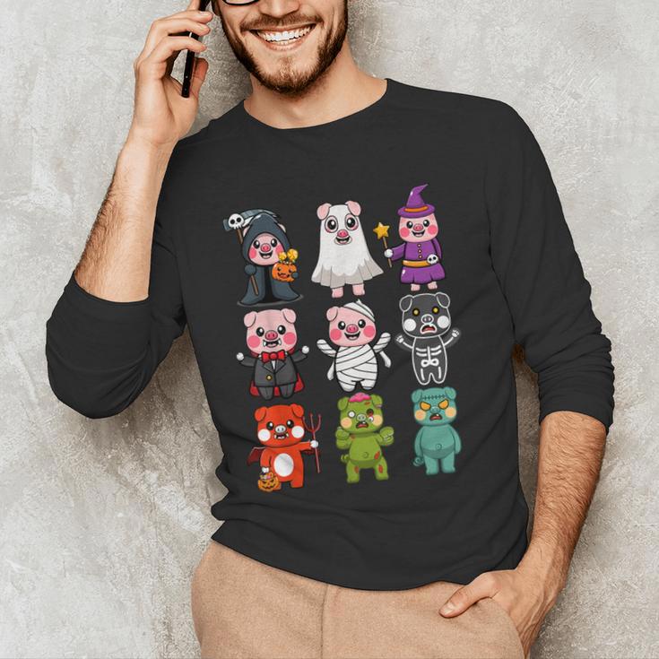 Pig Spooky Ghost Witch Boo-Jee Horror Pumpkin Pig Halloween Men's Long Sleeve T-Shirt, novelty gifts, funny gifts