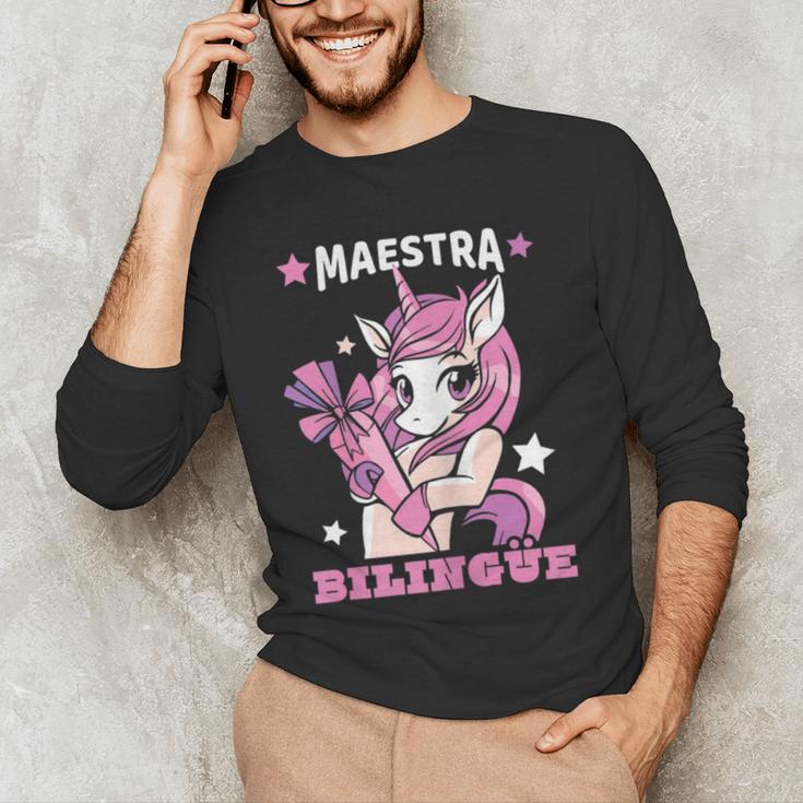 Pink Unicorn Spanish Teacher Regalos Para Bilingue Teacher Men's Long Sleeve T-Shirt, novelty gifts, funny gifts Pink Unicorn Spanish Teacher Regalos Para Bilingue Teacher Men's Long Sleeve T-Shirt, novelty gifts, funny gifts