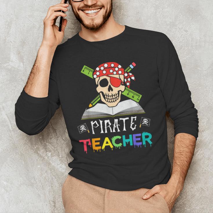 Pirate Teacher Halloween Skull Adult Men's Long Sleeve T-Shirt, novelty gifts, funny gifts Pirate Teacher Halloween Skull Adult Men's Long Sleeve T-Shirt, novelty gifts, funny gifts