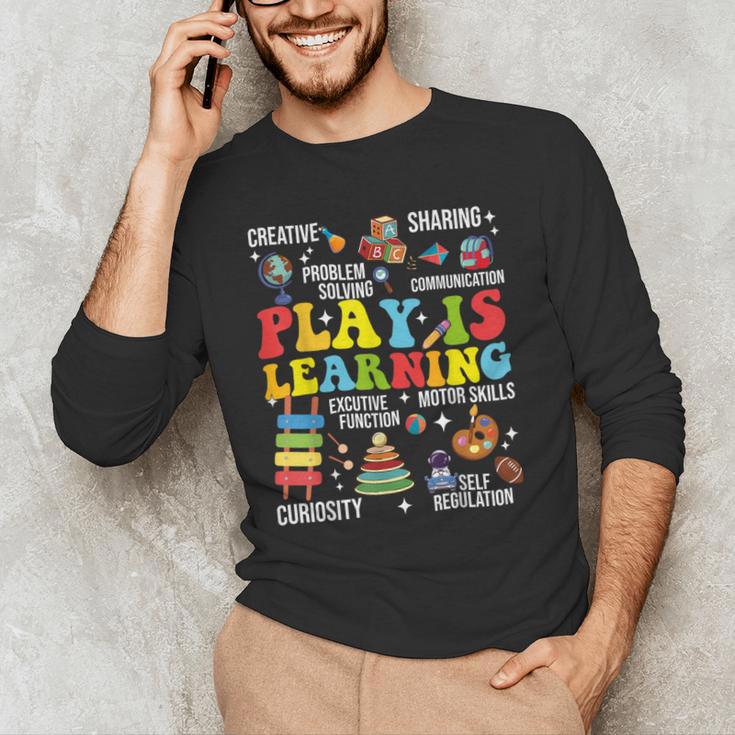 Play Is Learning Kindergarten Preschool Teacher Appreciation Men's Long Sleeve T-Shirt, novelty gifts, funny gifts Play Is Learning Kindergarten Preschool Teacher Appreciation Men's Long Sleeve T-Shirt, novelty gifts, funny gifts