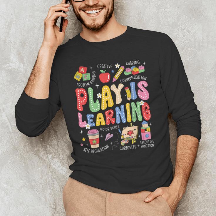 Play Is Learning Teacher First Day Of School Back To School Men's Long Sleeve T-Shirt, novelty gifts, funny gifts