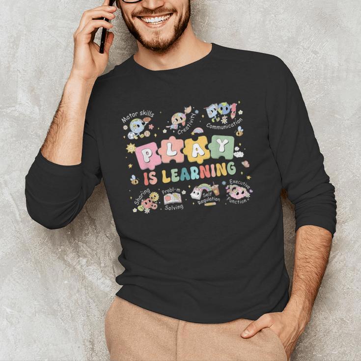 Play Is Learning Teacher Student First Day Back To School Men's Long Sleeve T-Shirt, novelty gifts, funny gifts Play Is Learning Teacher Student First Day Back To School Men's Long Sleeve T-Shirt, novelty gifts, funny gifts