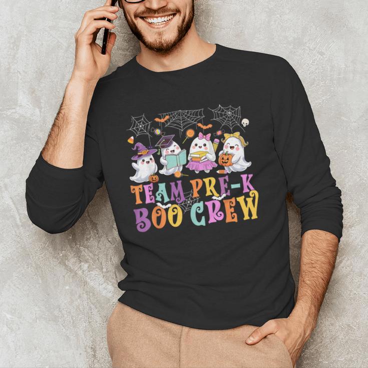 Pre-K Boo Crew Ghost Halloween Teacher Student Men's Long Sleeve T-Shirt, novelty gifts, funny gifts