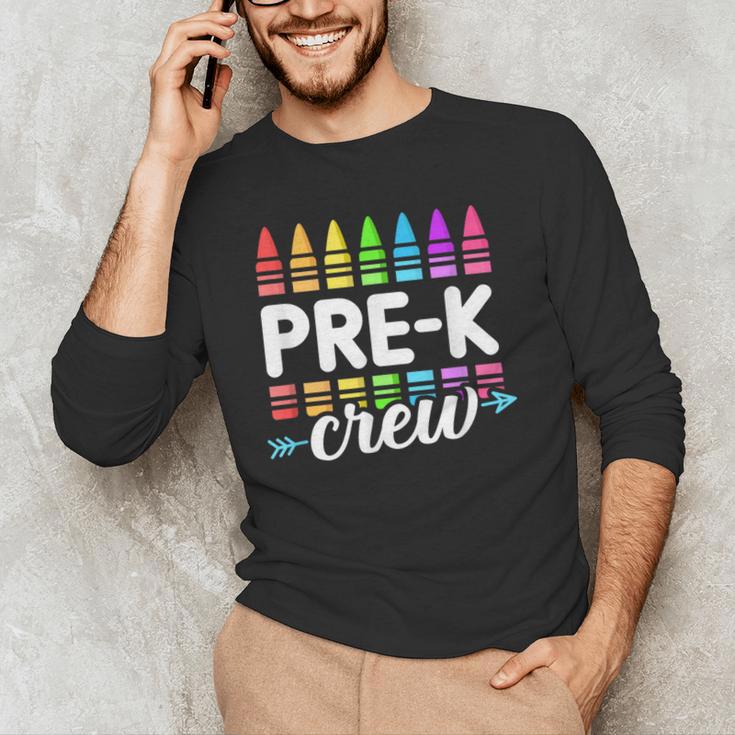 Pre-K Crew Teacher Team Squad Hello Back School Graduation Men's Long Sleeve T-Shirt, novelty gifts, funny gifts Pre-K Crew Teacher Team Squad Hello Back School Graduation Men's Long Sleeve T-Shirt, novelty gifts, funny gifts
