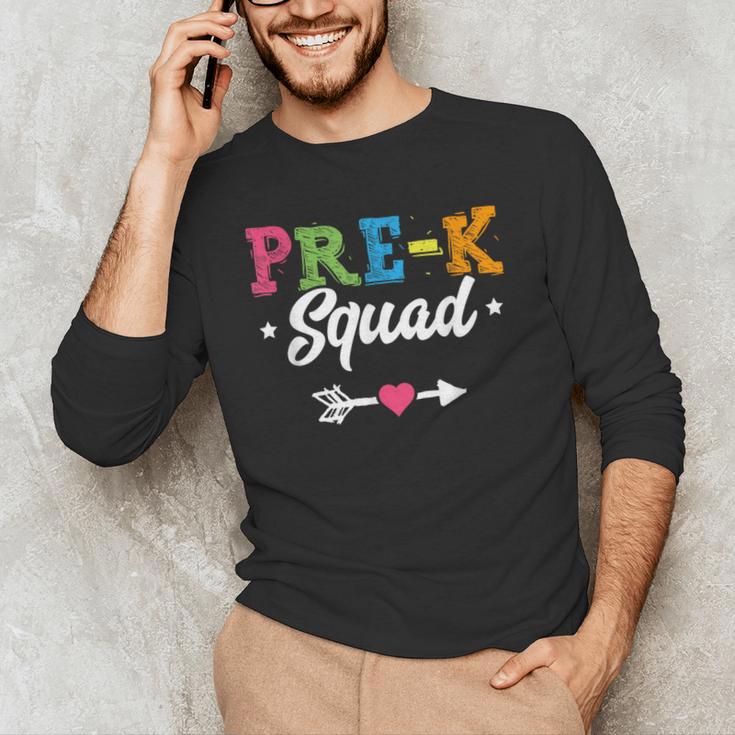 Pre-K Squad Teacher Student Kids Preschool Back To School Men's Long Sleeve T-Shirt, novelty gifts, funny gifts