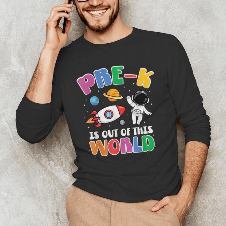 Pre-K Student Teacher Astronaut Space Back To School Men's Long Sleeve T-Shirt, novelty gifts, funny gifts