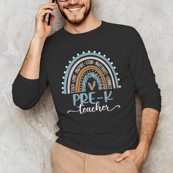 Pre-K Teacher Leopard Boho Rainbow Back To School Men's Long Sleeve T-Shirt, novelty gifts, funny gifts Pre-K Teacher Leopard Boho Rainbow Back To School Men's Long Sleeve T-Shirt, novelty gifts, funny gifts