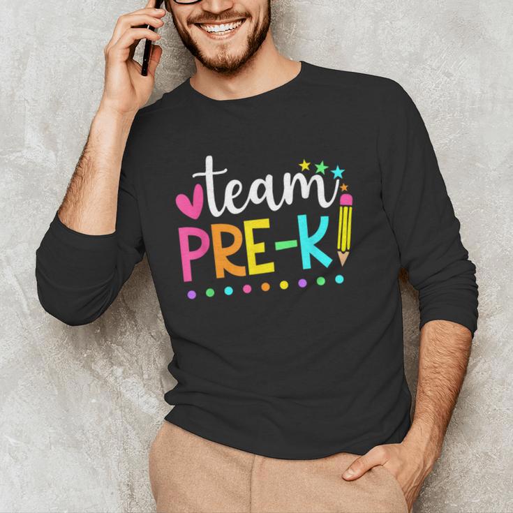 Pre-k Team Pencil Teacher Student Back To School Girls Men's Long Sleeve T-Shirt, novelty gifts, funny gifts