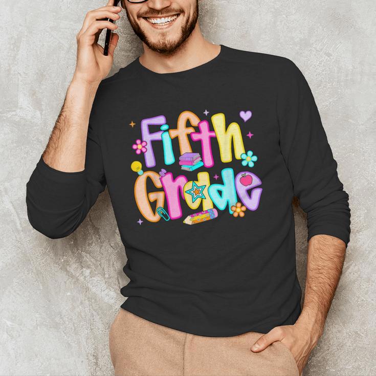 Preppy Fifth Grade Back To School 5th Grade Teacher Girl Boy Men's Long Sleeve T-Shirt, novelty gifts, funny gifts
