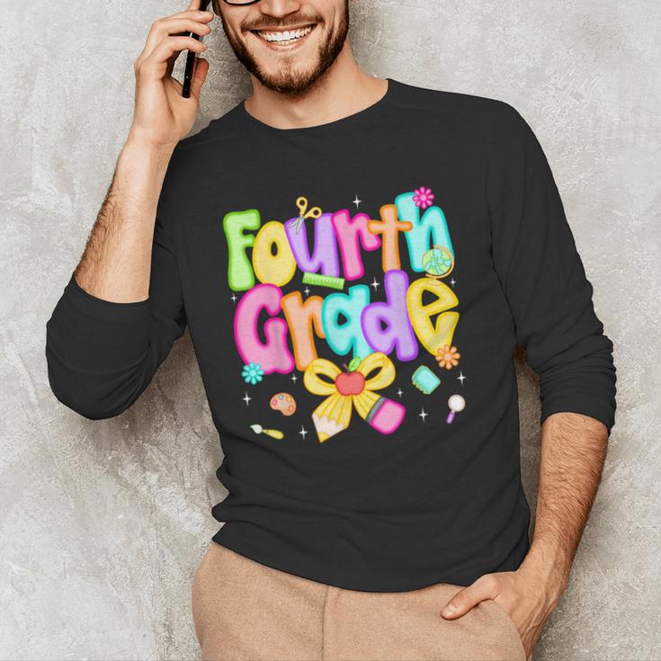 Preppy Fourth Grade Back To School 4th Grade Teacher Girls Men's Long Sleeve T-Shirt, novelty gifts, funny gifts