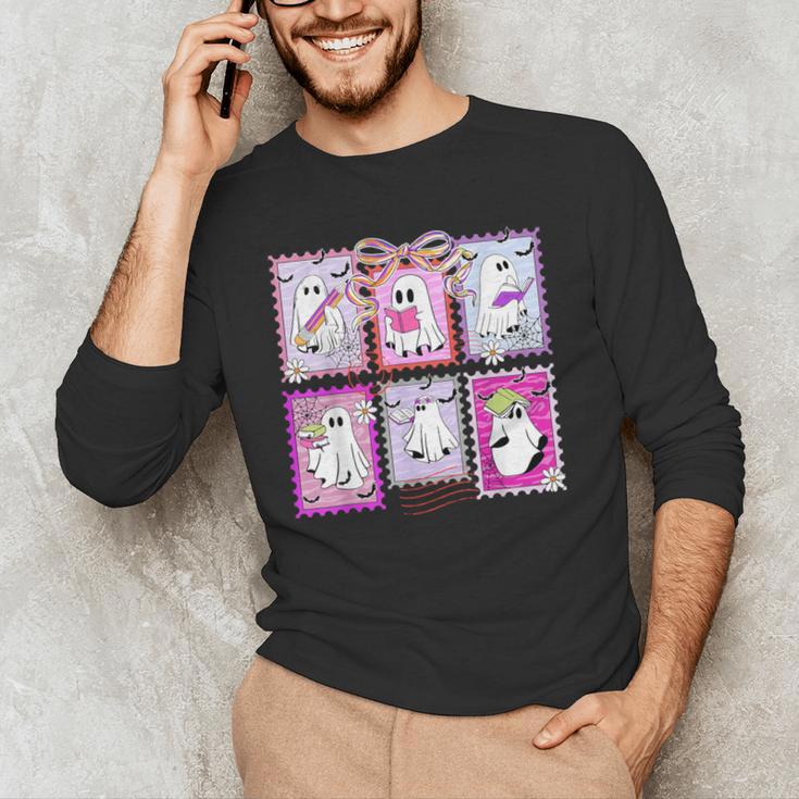 Preppy Spooky Teacher Halloween Ghost Coquette Bow Autumn Men's Long Sleeve T-Shirt, novelty gifts, funny gifts Preppy Spooky Teacher Halloween Ghost Coquette Bow Autumn Men's Long Sleeve T-Shirt, novelty gifts, funny gifts