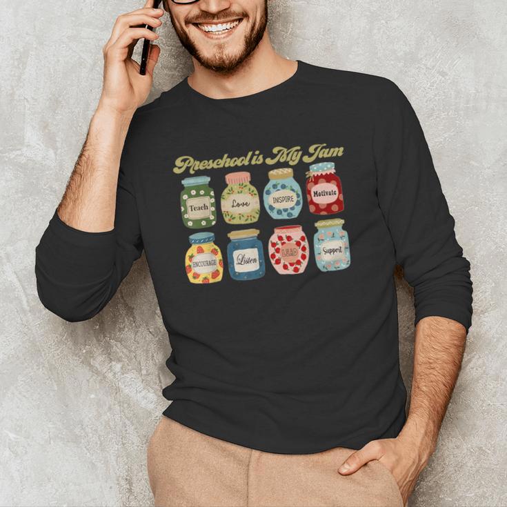 Preschool Is My Jam Retro Preschool Teacher Back To School Men's Long Sleeve T-Shirt, novelty gifts, funny gifts Preschool Is My Jam Retro Preschool Teacher Back To School Men's Long Sleeve T-Shirt, novelty gifts, funny gifts