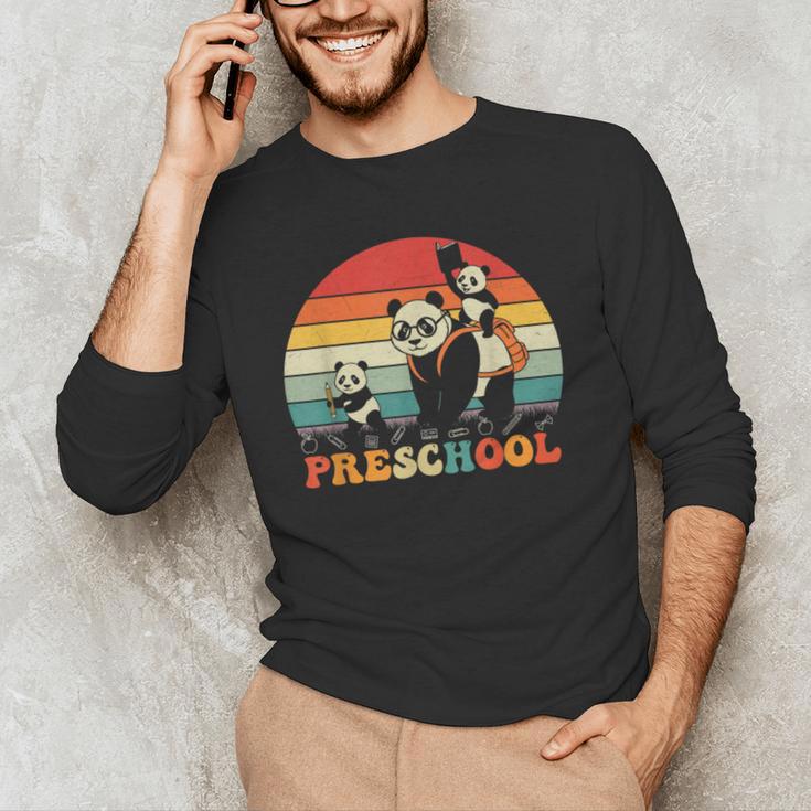 Preschool Panda Back To School Teacher Student Men's Long Sleeve T-Shirt, novelty gifts, funny gifts Preschool Panda Back To School Teacher Student Men's Long Sleeve T-Shirt, novelty gifts, funny gifts