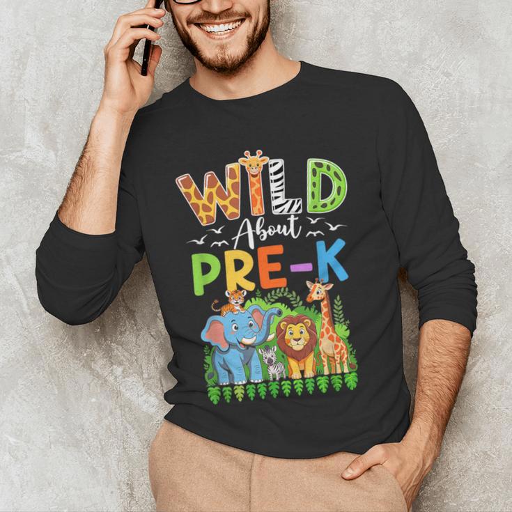Preschool Teacher Kids Back To School Wild About Pre-K Men's Long Sleeve T-Shirt, novelty gifts, funny gifts