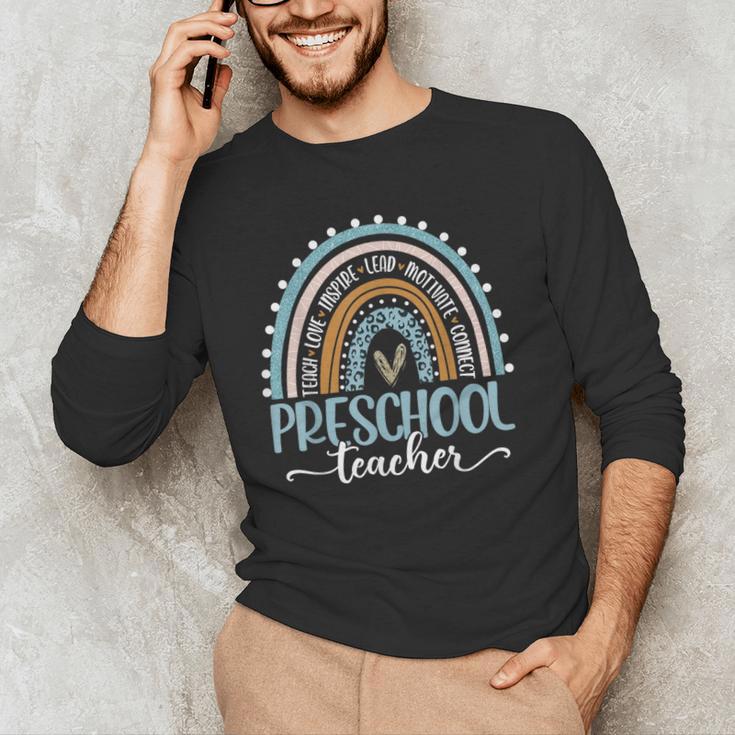Preschool Teacher Leopard Boho Rainbow Back To School Men's Long Sleeve T-Shirt, novelty gifts, funny gifts Preschool Teacher Leopard Boho Rainbow Back To School Men's Long Sleeve T-Shirt, novelty gifts, funny gifts