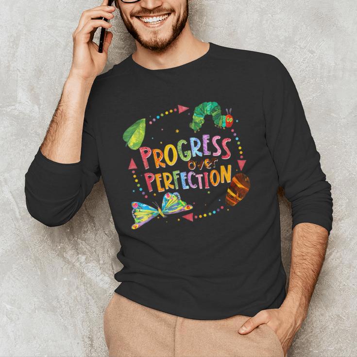 Progress Over Perfection Caterpillar Teacher Back To School Men's Long Sleeve T-Shirt, novelty gifts, funny gifts Progress Over Perfection Caterpillar Teacher Back To School Men's Long Sleeve T-Shirt, novelty gifts, funny gifts