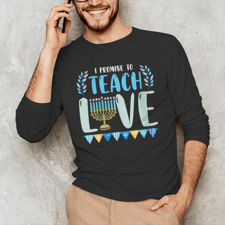 I Promise To Teach Love Hanukkah Chanukah Jewish Teacher Men's Long Sleeve T-Shirt, novelty gifts, funny gifts I Promise To Teach Love Hanukkah Chanukah Jewish Teacher Men's Long Sleeve T-Shirt, novelty gifts, funny gifts