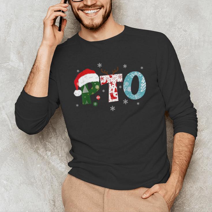 PTO Santa Hat Reindeer Parent Teacher Organization Christmas Men's Long Sleeve T-Shirt, novelty gifts, funny gifts PTO Santa Hat Reindeer Parent Teacher Organization Christmas Men's Long Sleeve T-Shirt, novelty gifts, funny gifts