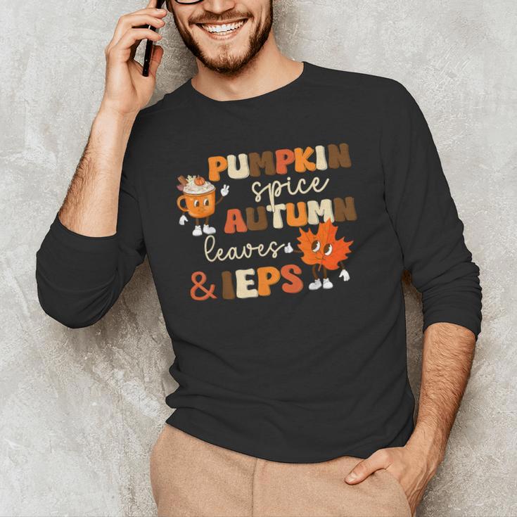 Pumpkin Spice Autumn Leaves IEPS Sped Teacher Fall Men's Long Sleeve T-Shirt, novelty gifts, funny gifts Pumpkin Spice Autumn Leaves IEPS Sped Teacher Fall Men's Long Sleeve T-Shirt, novelty gifts, funny gifts