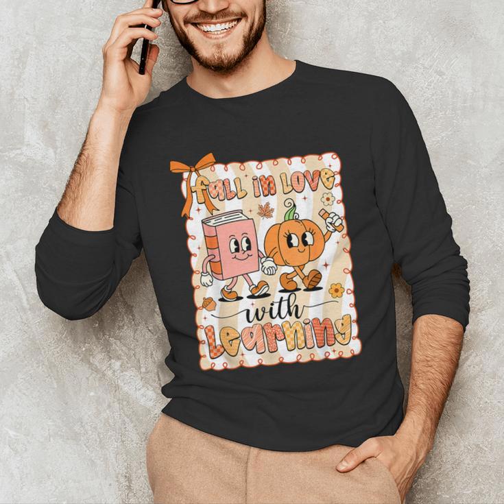 Pumpkin Teacher Preppy Fall In Love With Learning Autumn Men's Long Sleeve T-Shirt, novelty gifts, funny gifts Pumpkin Teacher Preppy Fall In Love With Learning Autumn Men's Long Sleeve T-Shirt, novelty gifts, funny gifts