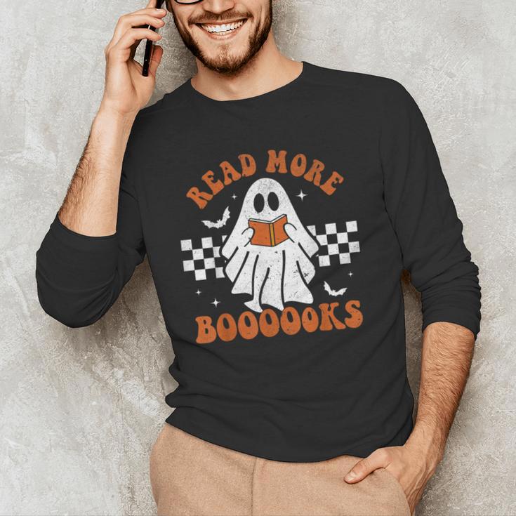 Read More Books Cute Ghost Reading Book Teacher Halloween Men's Long Sleeve T-Shirt, novelty gifts, funny gifts