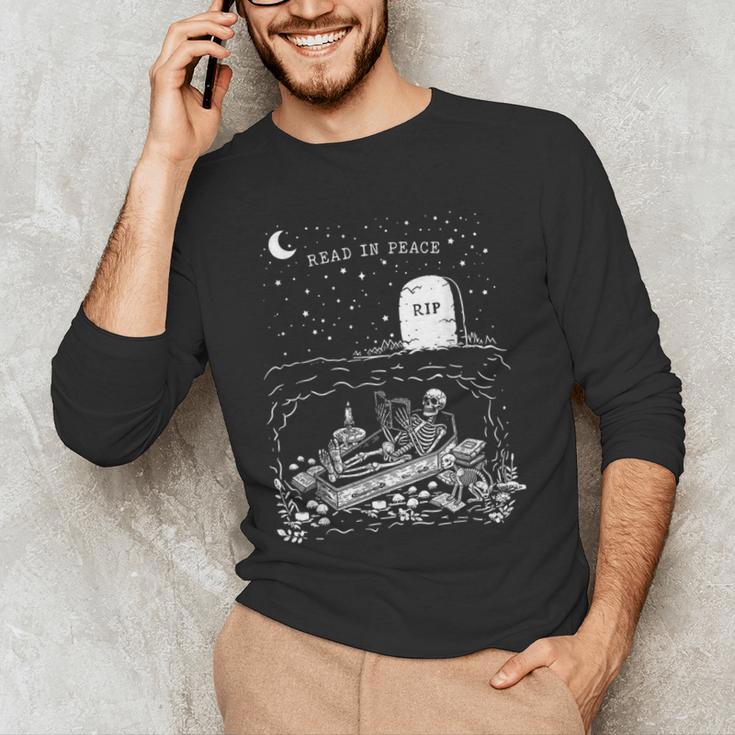 Read In Peace Skeleton Halloween Book Reading Spooky Teacher Men's Long Sleeve T-Shirt, novelty gifts, funny gifts Read In Peace Skeleton Halloween Book Reading Spooky Teacher Men's Long Sleeve T-Shirt, novelty gifts, funny gifts