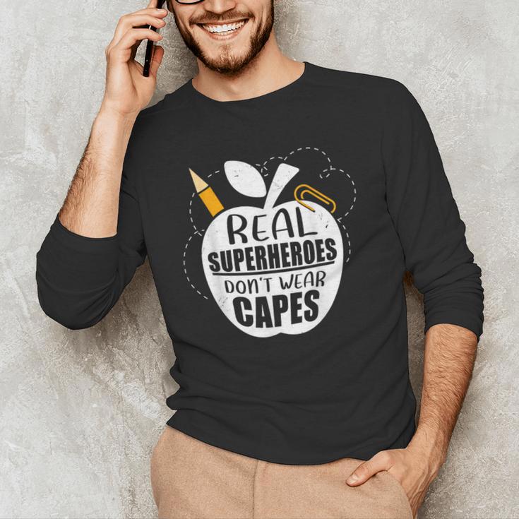 Real Superheroes Wear No Capes Teacher Design Teach Men's Long Sleeve T-Shirt, novelty gifts, funny gifts Real Superheroes Wear No Capes Teacher Design Teach Men's Long Sleeve T-Shirt, novelty gifts, funny gifts