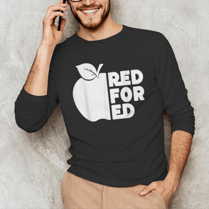 Red For Ed Teacher Support Public Education For Men Women Kids Men's Long Sleeve T-Shirt, novelty gifts, funny gifts Red For Ed Teacher Support Public Education For Men Women Kids Men's Long Sleeve T-Shirt, novelty gifts, funny gifts