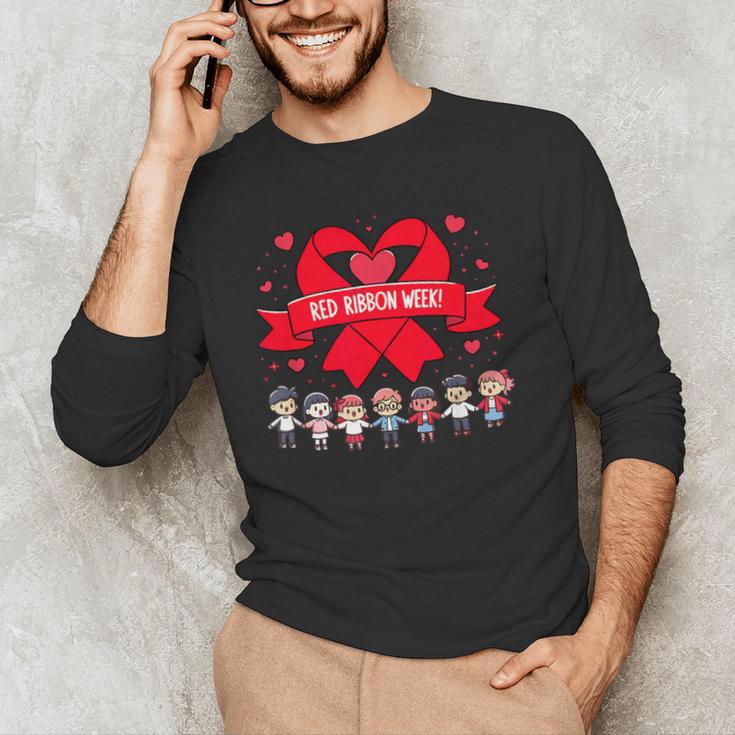 Red Ribbon Week Awareness For Students And Teachers Men Women Girls Kids Men's Long Sleeve T-Shirt, novelty gifts, funny gifts Red Ribbon Week Awareness For Students And Teachers Men Women Girls Kids Men's Long Sleeve T-Shirt, novelty gifts, funny gifts