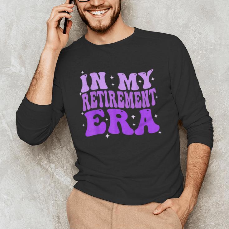 In My Retirement Era Groovy Retired Teacher 2025 Women Men's Long Sleeve T-Shirt, novelty gifts, funny gifts