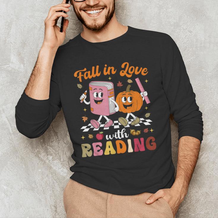 Retro Fall In Love With Learning Pumpkin Autumn Teacher Men's Long Sleeve T-Shirt, novelty gifts, funny gifts Retro Fall In Love With Learning Pumpkin Autumn Teacher Men's Long Sleeve T-Shirt, novelty gifts, funny gifts