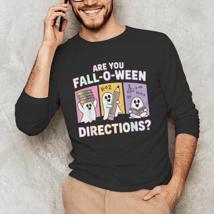 Retro Are You Fall O Ween Directions Teacher Halloween Ghost Men's Long Sleeve T-Shirt, novelty gifts, funny gifts