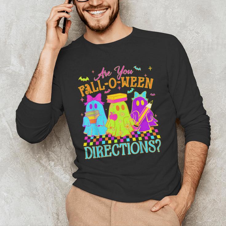 Retro Are You Falloween Direction Teacher Spooky Halloween Men's Long Sleeve T-Shirt, novelty gifts, funny gifts