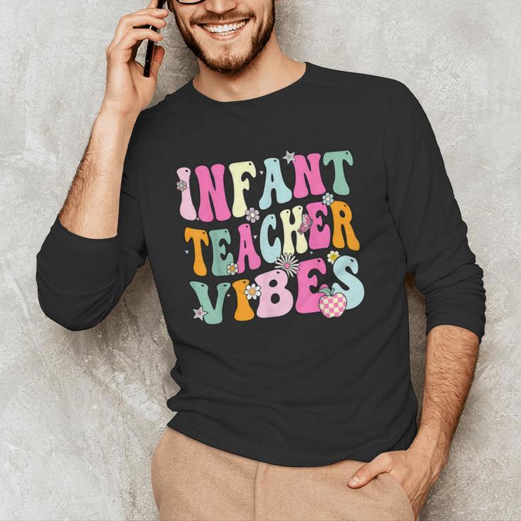 Retro Infant Teacher Vibes Women Daycare Teacher Men's Long Sleeve T-Shirt, novelty gifts, funny gifts