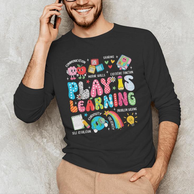 Retro Play Is Learning Kindergarten Teacher Team Women Men's Long Sleeve T-Shirt, novelty gifts, funny gifts Retro Play Is Learning Kindergarten Teacher Team Women Men's Long Sleeve T-Shirt, novelty gifts, funny gifts