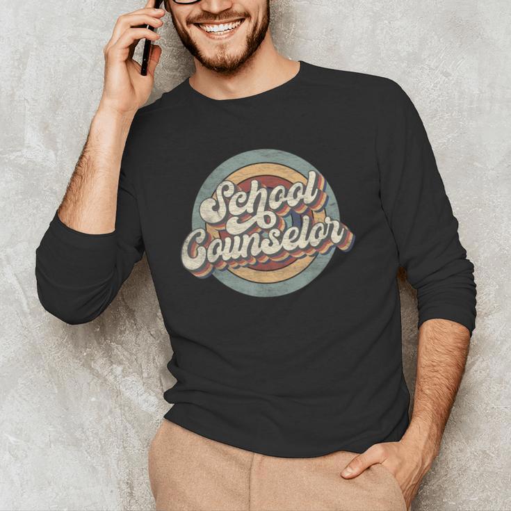 Retro School Counselor Back To School Teacher Squad Crew Men's Long Sleeve T-Shirt, novelty gifts, funny gifts