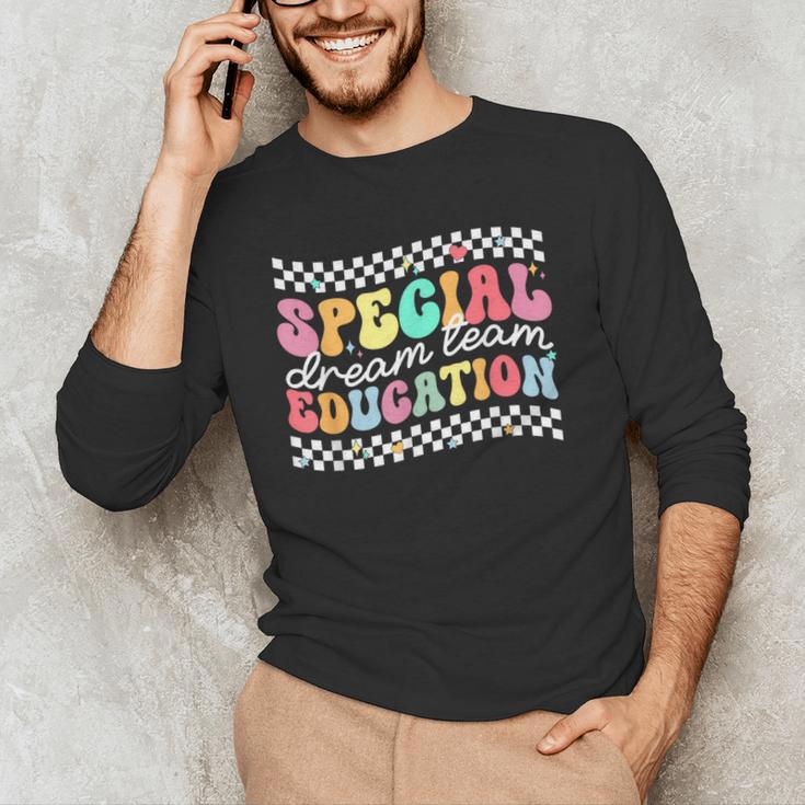 Retro Special Education Squad Groovy Dream Team SPED Teacher Men's Long Sleeve T-Shirt, novelty gifts, funny gifts