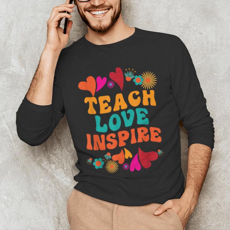 Retro Teach Love Inspire Back To School Teachers Men's Long Sleeve T-Shirt, novelty gifts, funny gifts