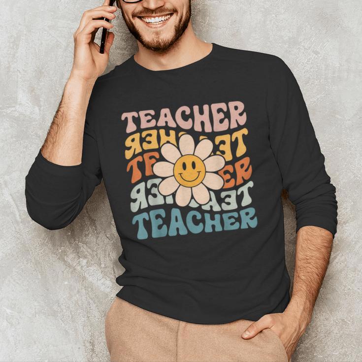 Retro Teacher Daisy Colorful Elementary School Teacher Men's Long Sleeve T-Shirt, novelty gifts, funny gifts Retro Teacher Daisy Colorful Elementary School Teacher Men's Long Sleeve T-Shirt, novelty gifts, funny gifts