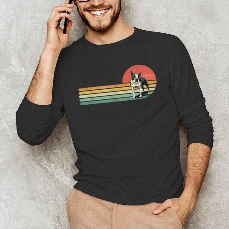 Retro Vintage Boston Terrier Dog Lover Boston Terrier Mom Men's Long Sleeve T-Shirt, novelty gifts, funny gifts