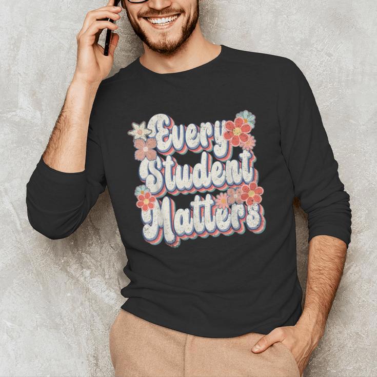 Retro Vintage Every Student Matters Teacher Paraprofessional Men's Long Sleeve T-Shirt, novelty gifts, funny gifts
