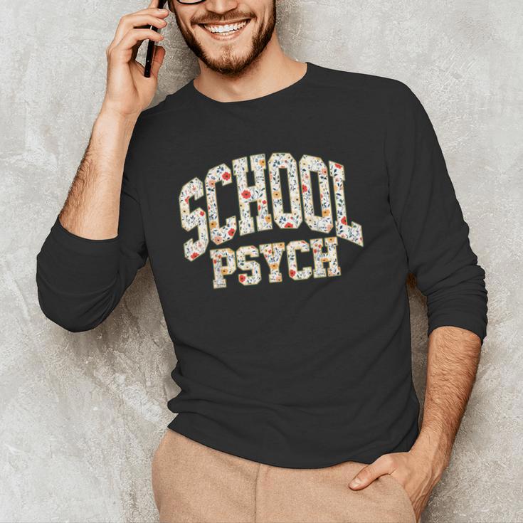 Retro Wildflower School Psych Teacher School Psychologist Men's Long Sleeve T-Shirt, novelty gifts, funny gifts