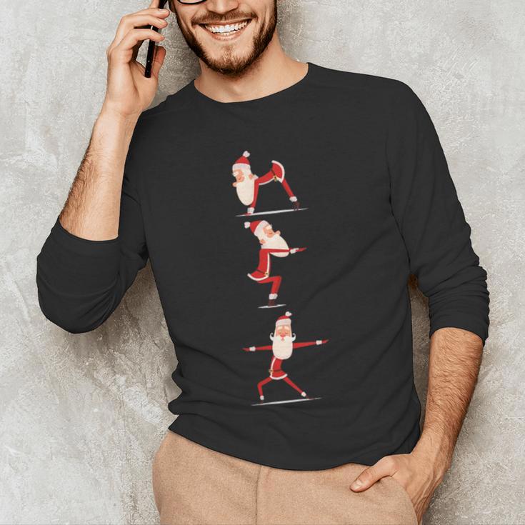 Santa Yoga Poses For Yogi Teacher Christmas Yoga Poses Men's Long Sleeve T-Shirt, novelty gifts, funny gifts Santa Yoga Poses For Yogi Teacher Christmas Yoga Poses Men's Long Sleeve T-Shirt, novelty gifts, funny gifts