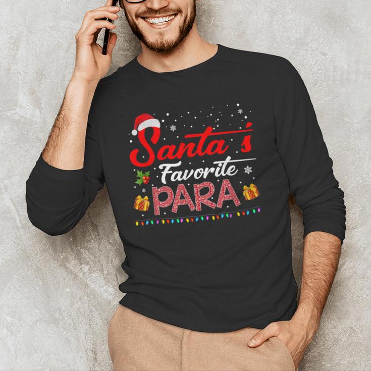 Santa's Favorite Para Christmas Paraprofessional Teacher Men's Long Sleeve T-Shirt, novelty gifts, funny gifts