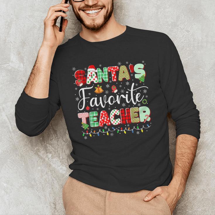 Santas Favorite Teacher Christmas Matching Xmas Men Women Men's Long Sleeve T-Shirt, novelty gifts, funny gifts